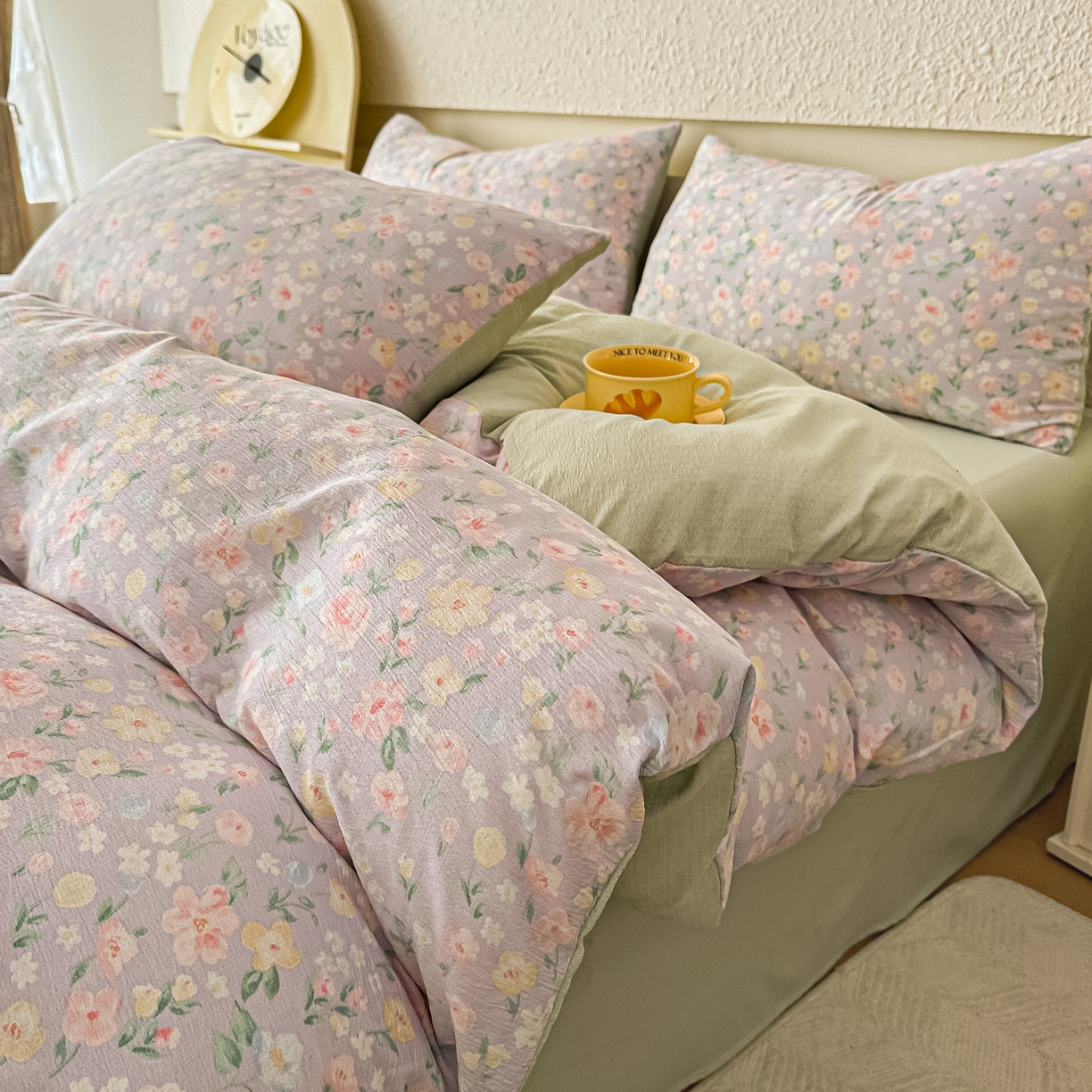 91家纺网 家纺一手货源 找家纺 （总）麦乐迪 2026年新款A类抗菌云感双层纱印花四件套（提高买家秀）