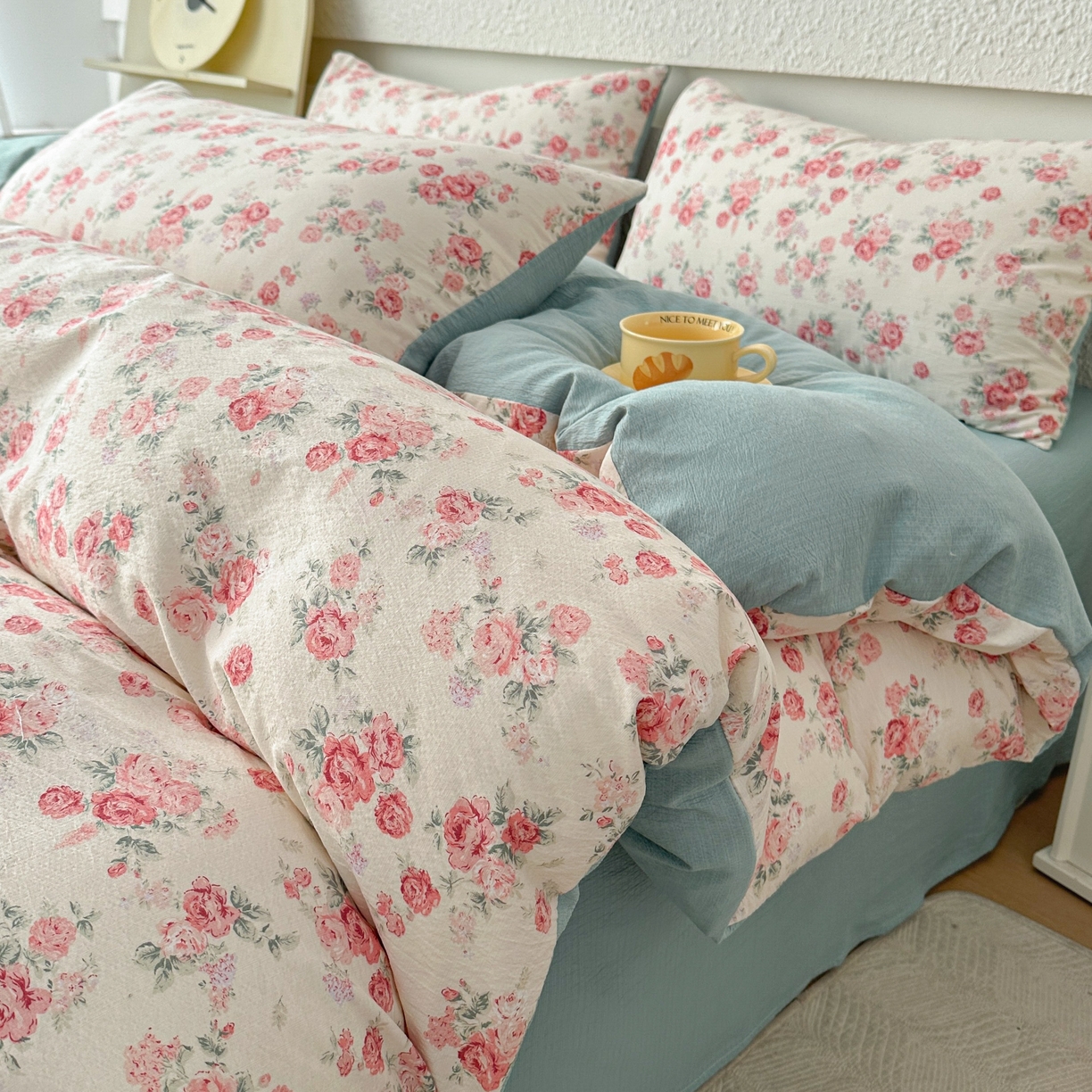 91家纺网 家纺一手货源 找家纺 （总）麦乐迪 2026年新款A类抗菌云感双层纱印花四件套（提高买家秀）