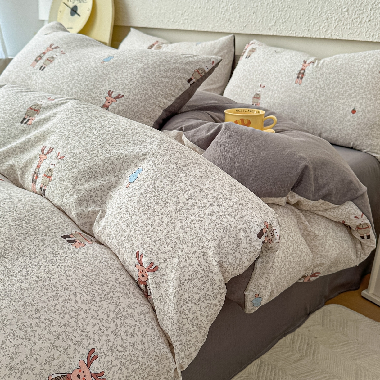 91家纺网 家纺一手货源 找家纺 （总）麦乐迪 2026年新款A类抗菌云感双层纱印花四件套（提高买家秀）