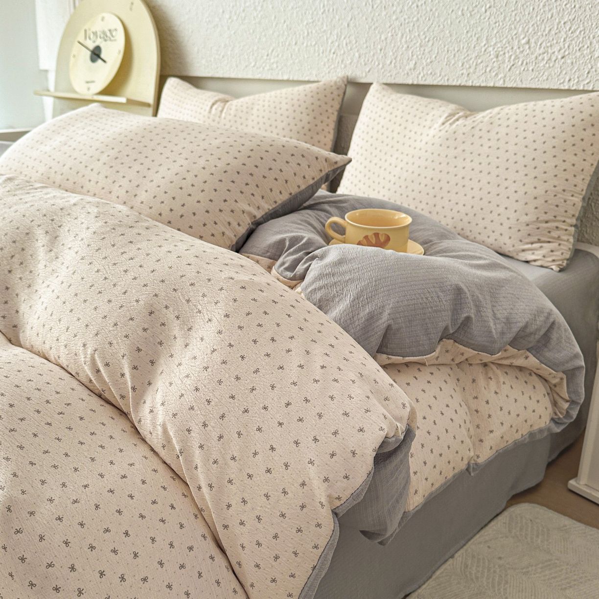 91家纺网 家纺一手货源 找家纺 （总）麦乐迪 2026年新款A类抗菌云感双层纱印花四件套（提高买家秀）