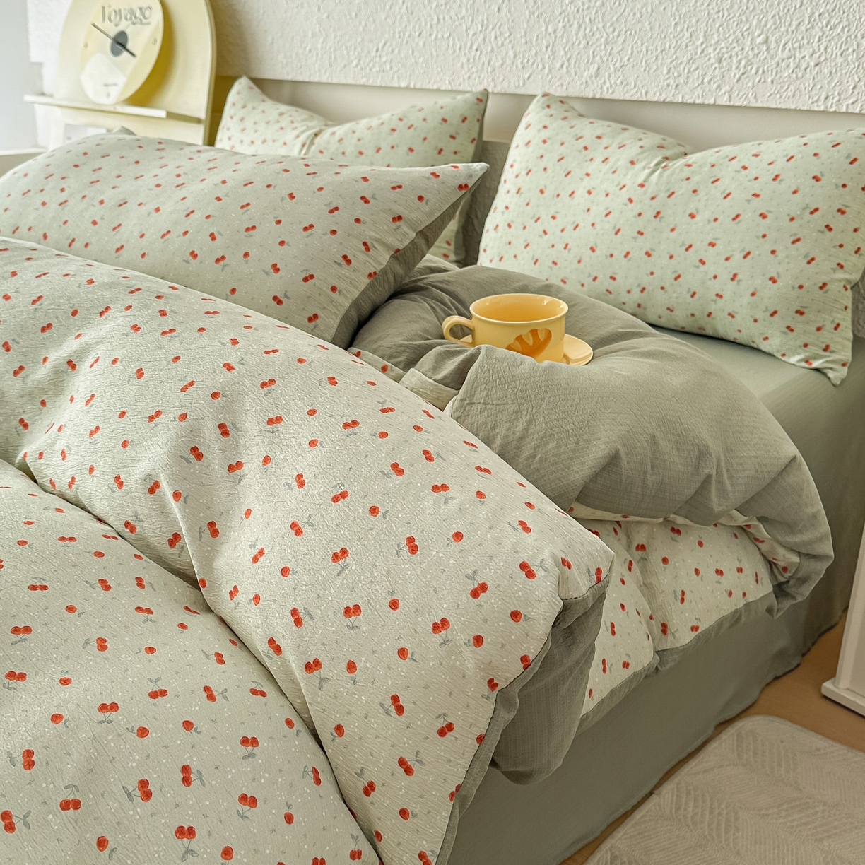 91家纺网 家纺一手货源 找家纺 （总）麦乐迪 2026年新款A类抗菌云感双层纱印花四件套（提高买家秀）