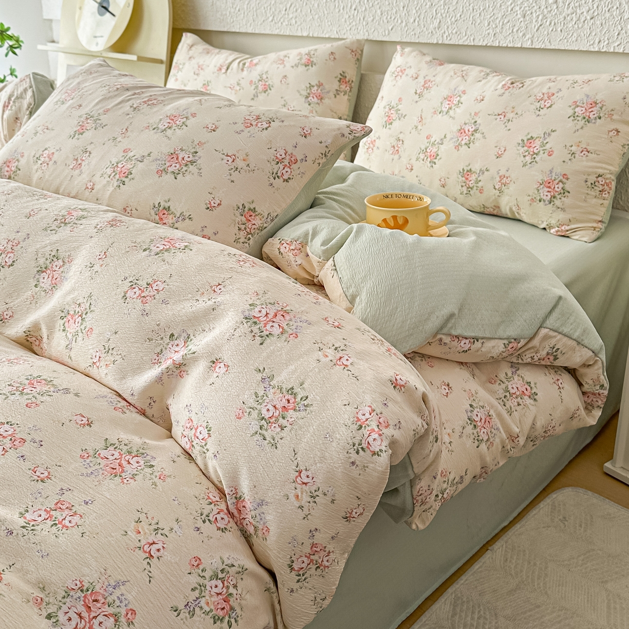 91家纺网 家纺一手货源 找家纺 （总）麦乐迪 2026年新款A类抗菌云感双层纱印花四件套（提高买家秀）