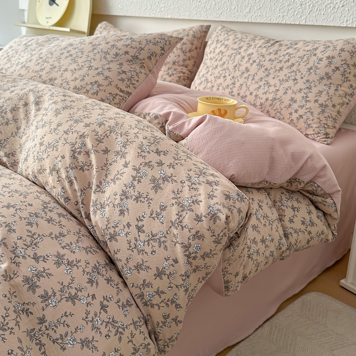 91家纺网 家纺一手货源 找家纺 （总）麦乐迪 2026年新款A类抗菌云感双层纱印花四件套（提高买家秀）