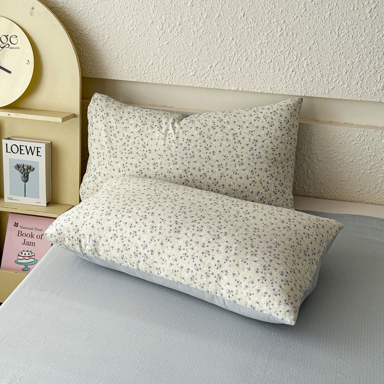 91家纺网 家纺一手货源 找家纺 麦乐迪 2026年新款A类抗菌云感双层纱印花四件套（提高买家秀） 浅蓝碎花