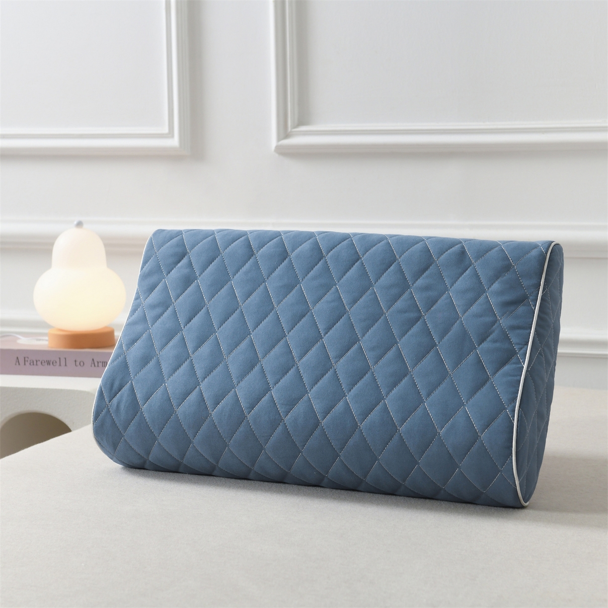 小猫派 2025新款防口水防头油乳胶无绣花枕套款 蓝色企鹅乳胶款（无绣花）