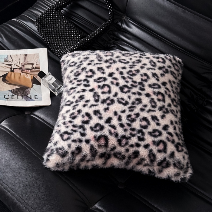 91家纺网 家纺一手货源 找家纺 九花鹿 2025新款轻奢水貂绒印花抱枕套 豹纹-粉