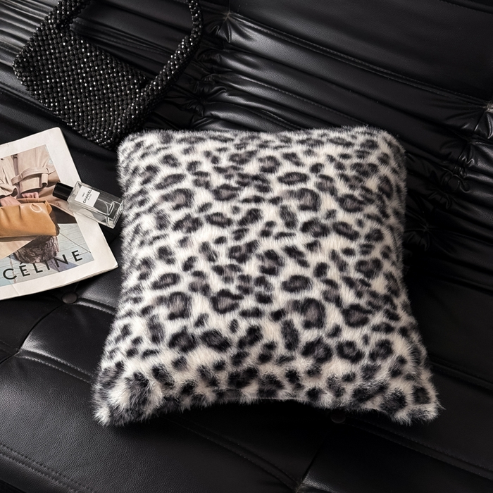 91家纺网 家纺一手货源 找家纺 九花鹿 2025新款轻奢水貂绒印花抱枕套 豹纹-灰