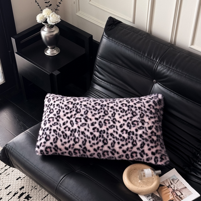 91家纺网 家纺一手货源 找家纺 九花鹿 2025新款水貂绒皮草绒保暖单人双人单品枕套单件枕套 豹纹-粉