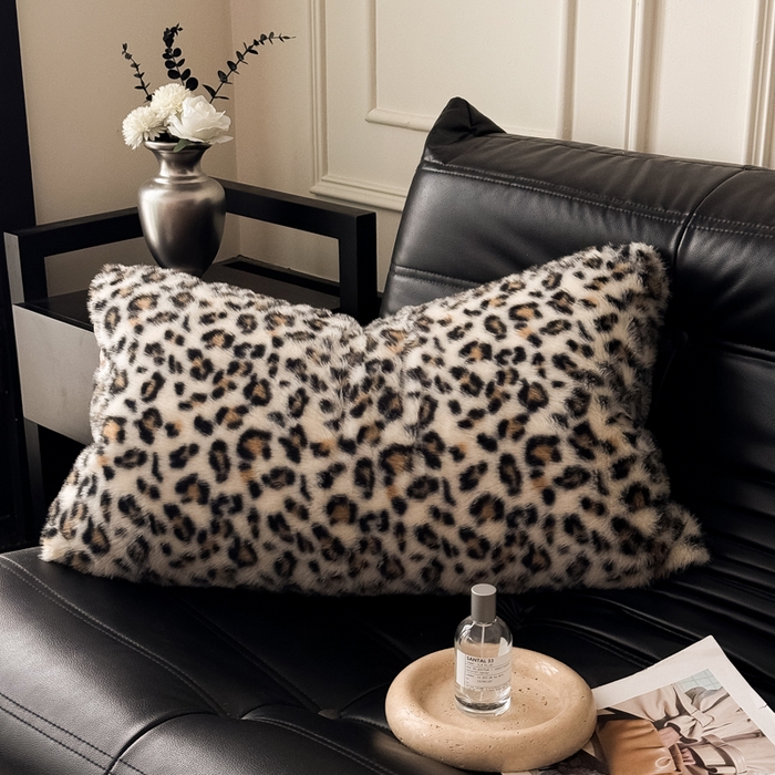 91家纺网 家纺一手货源 找家纺 九花鹿 2025新款水貂绒皮草绒保暖单人双人单品枕套单件枕套 豹纹-咖
