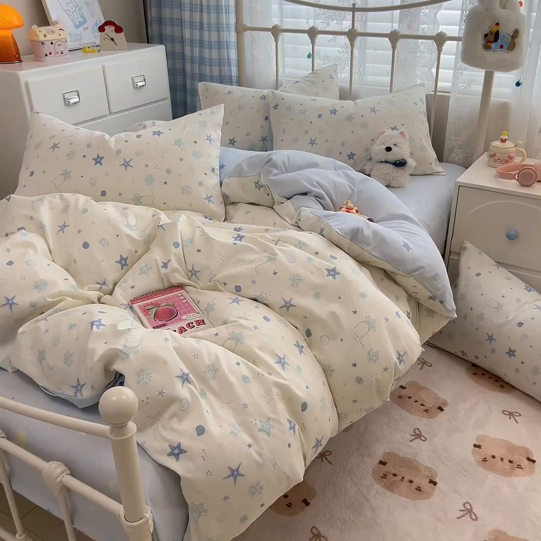 91家纺网 家纺一手货源 找家纺 （总）简宜家居（朝初家纺） 2025新款12868全棉兔与花笺系列四件套