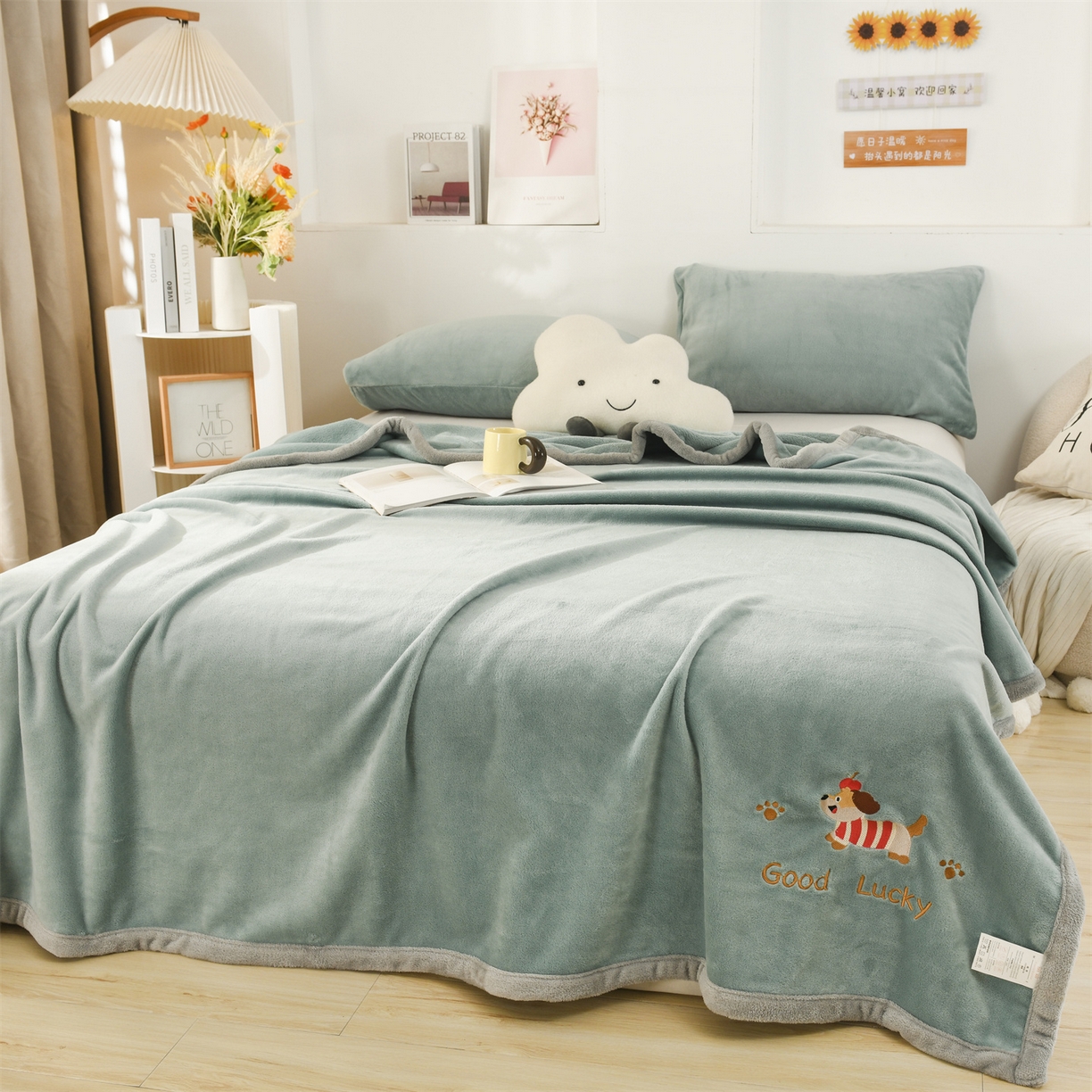 91家纺网 家纺一手货源 找家纺 （总）恋绒家纺 2025新款刺绣款双面绒毛毯毯子盖毯