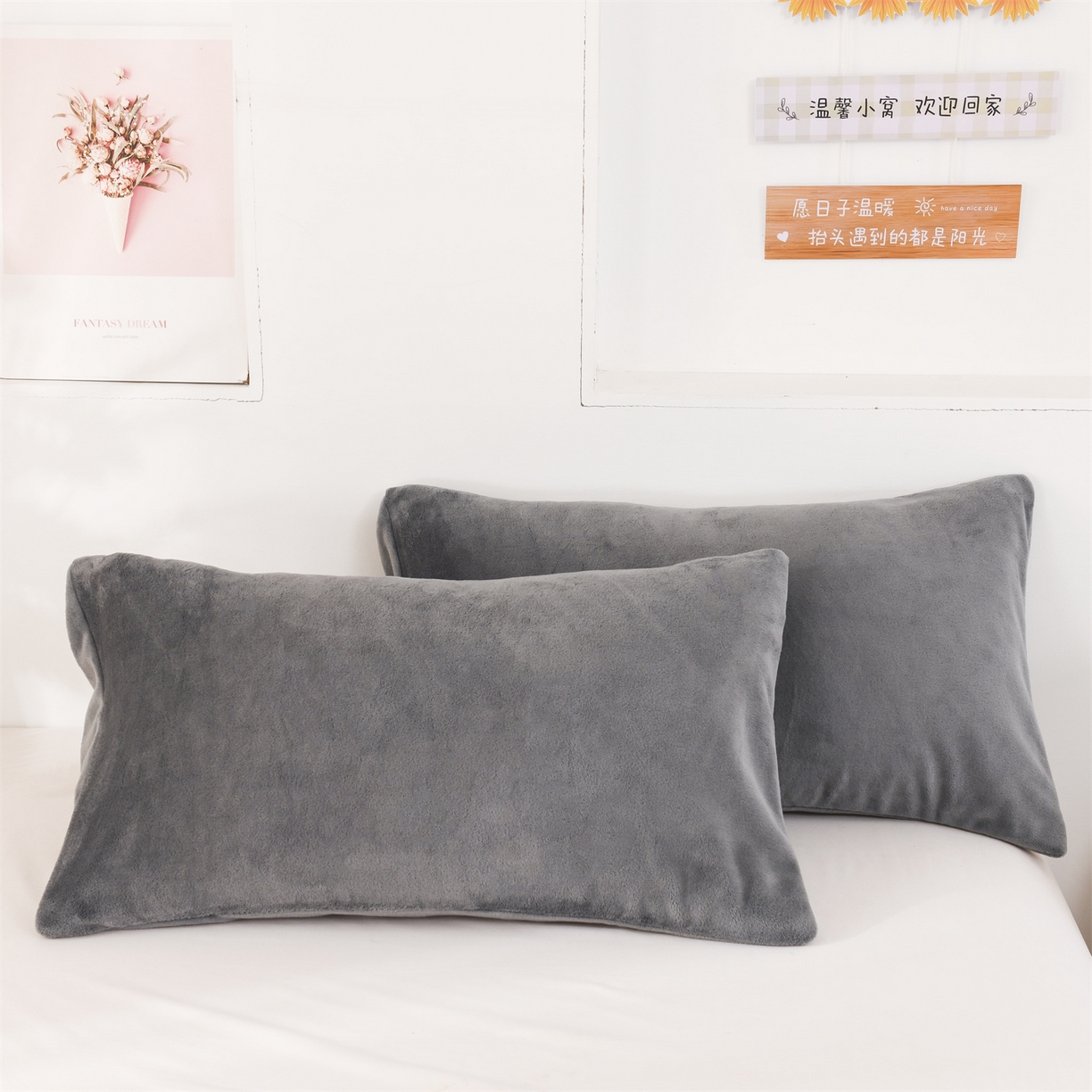 91家纺网 家纺一手货源 找家纺 恋绒家纺 2025新款刺绣款双面绒毛毯毯子盖毯 幸运狗-深灰