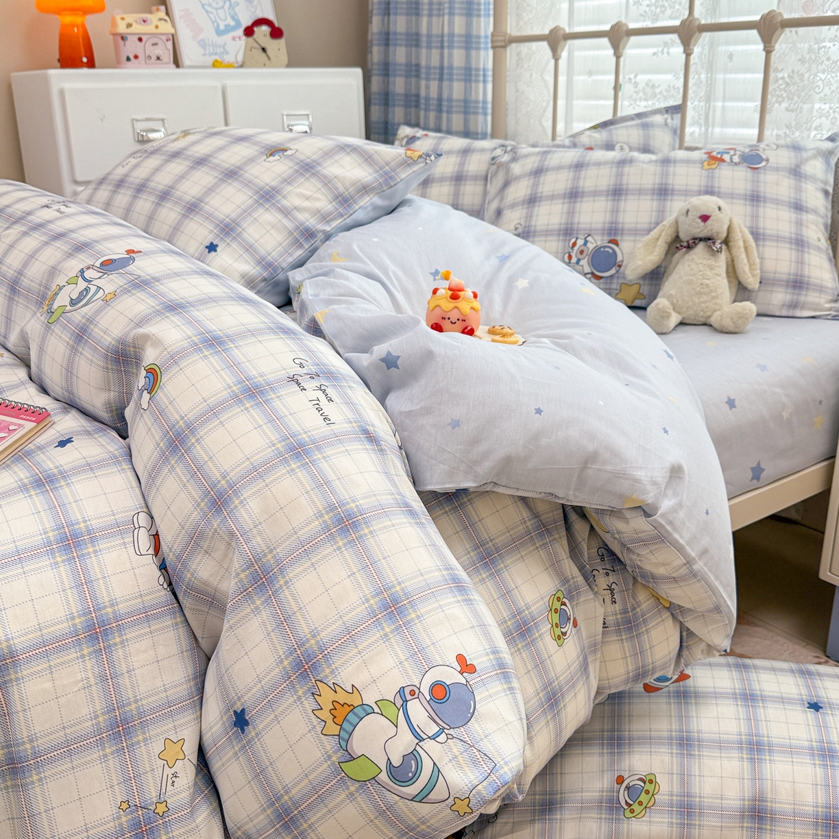 91家纺网 家纺一手货源 找家纺 （总）简宜家居（朝初家纺） 2025新款12868全棉兔与花笺系列四件套