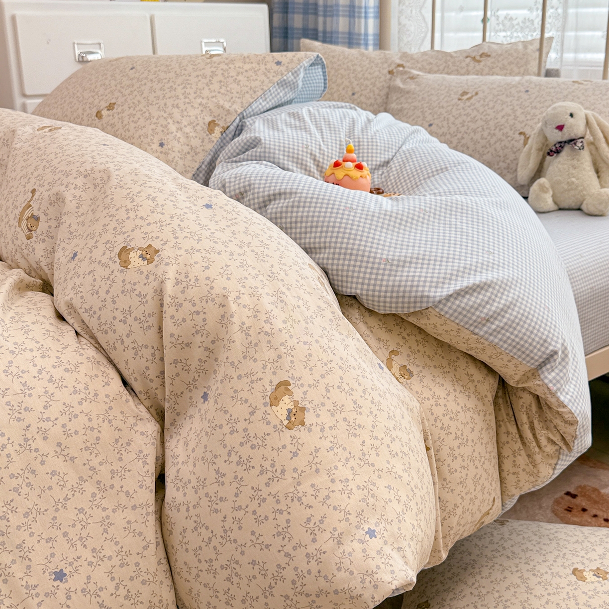 91家纺网 家纺一手货源 找家纺 （总）简宜家居（朝初家纺） 2025新款12868全棉兔与花笺系列四件套