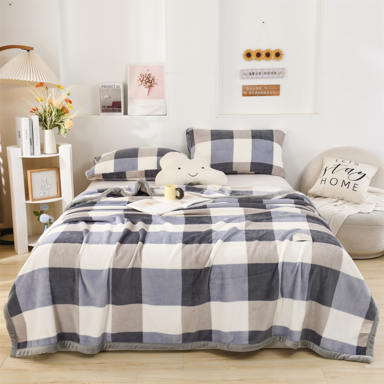 91家纺网 家纺一手货源 找家纺 恋绒家纺 2025新款双面绒多功能休闲毛毯盖毯毯子 简约格调