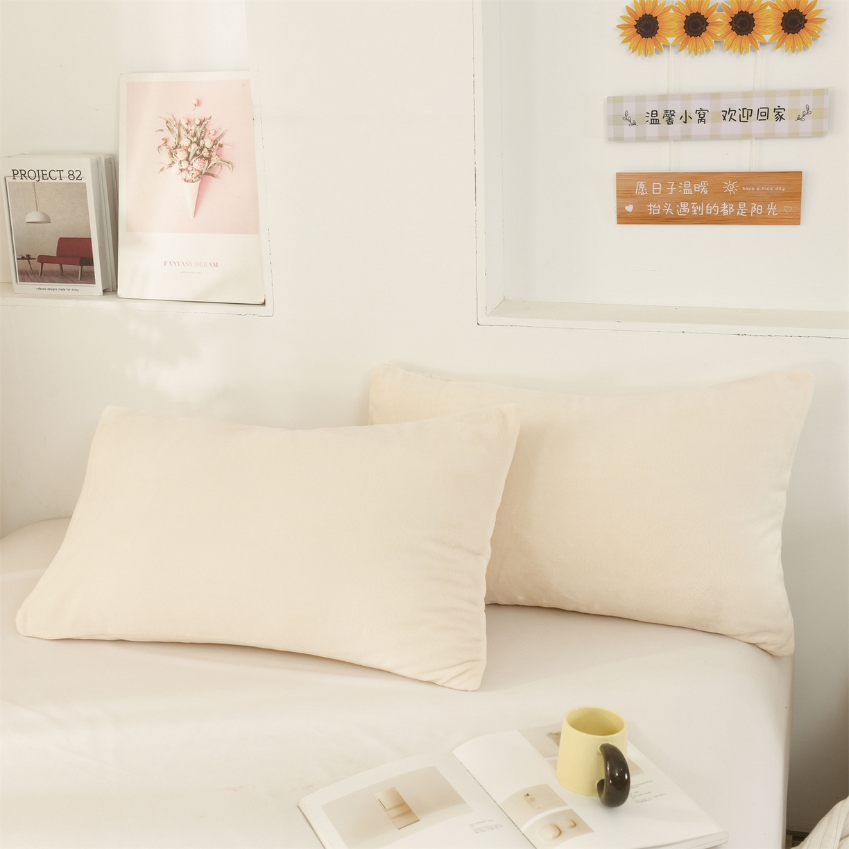 91家纺网 家纺一手货源 找家纺 恋绒家纺 2025新款双面绒多功能休闲毛毯盖毯毯子 米白