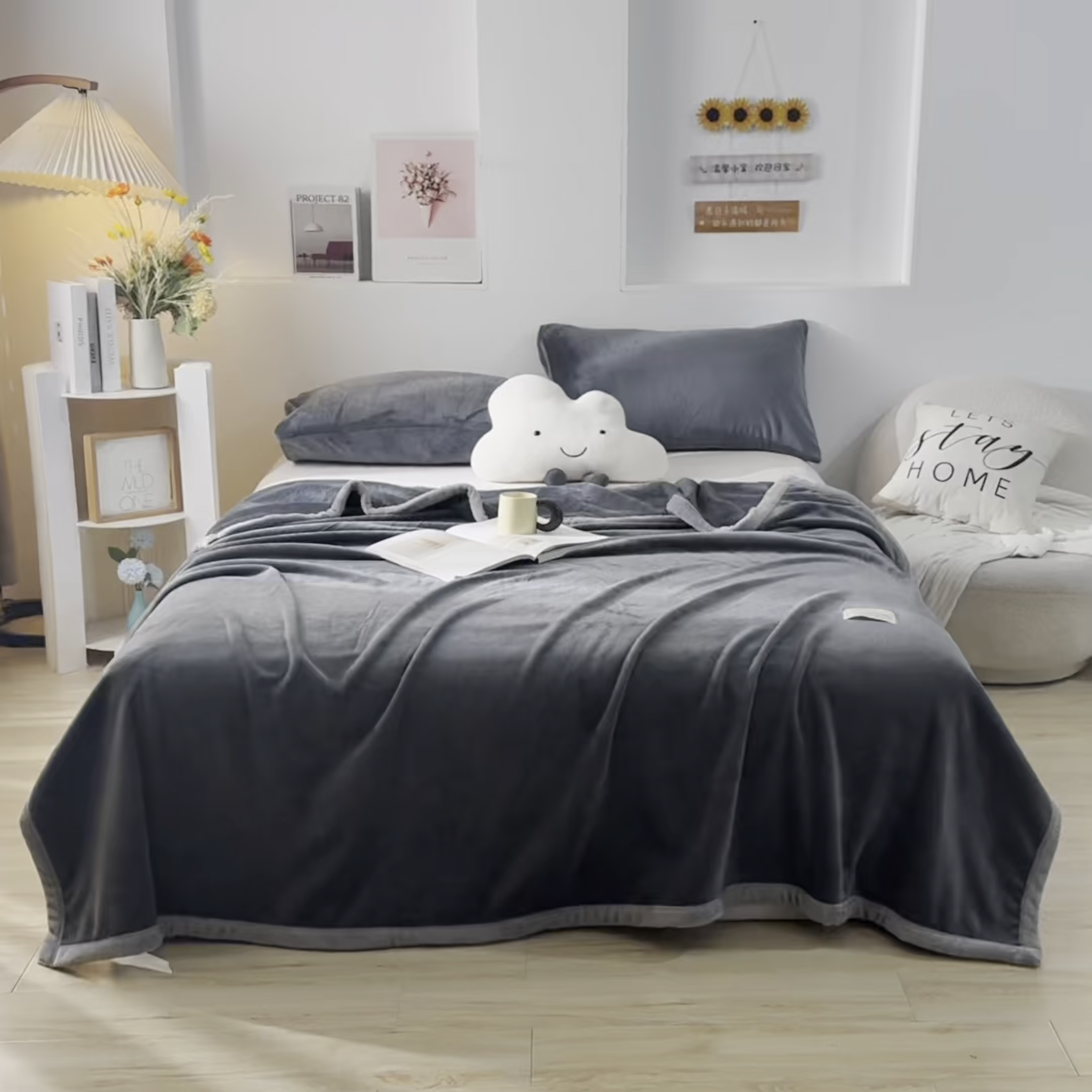 91家纺网 家纺一手货源 找家纺 恋绒家纺 2025新款双面绒多功能休闲毛毯盖毯毯子 深灰