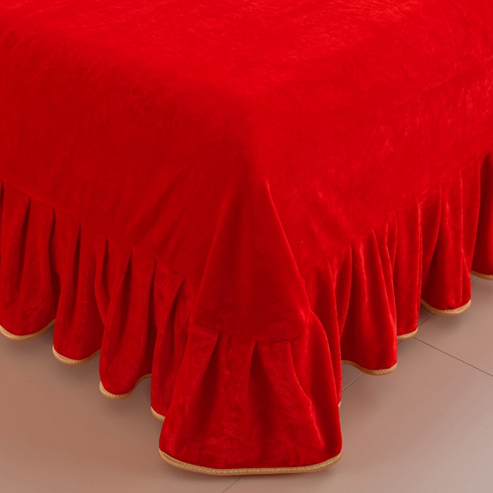 91家纺网 家纺一手货源 找家纺 居尚家纺 2025新款AB款加厚纯色牛奶绒绣花四件套大红色