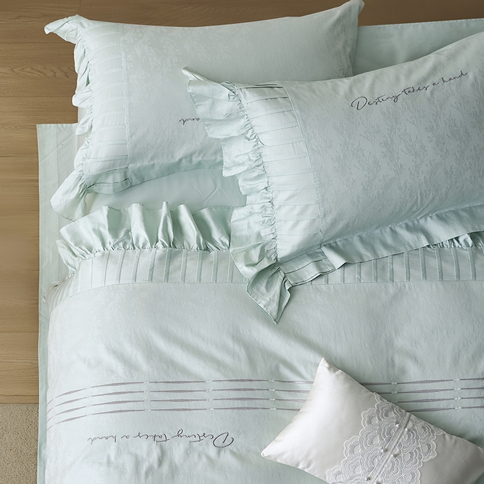 诗黛尔 2025秋冬新款长绒棉提花绣花洛可可系列四件套 洛可可玛卡蓝