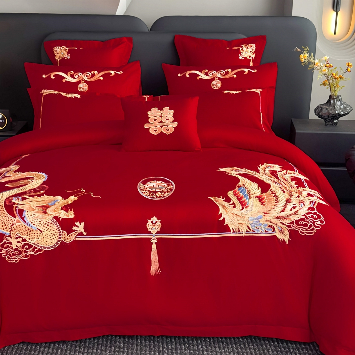 91家纺网 家纺一手货源 找家纺 娇伊诗婚庆   新款刺绣工艺全棉婚庆四件套系列