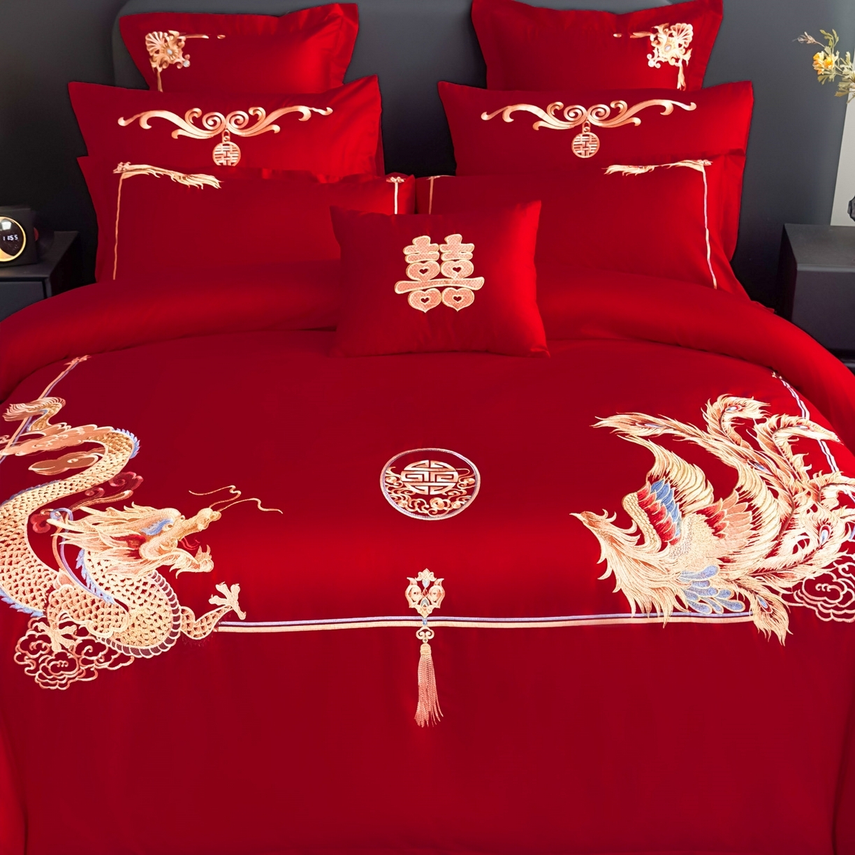 91家纺网 家纺一手货源 找家纺 娇伊诗婚庆   新款刺绣工艺全棉婚庆四件套系列