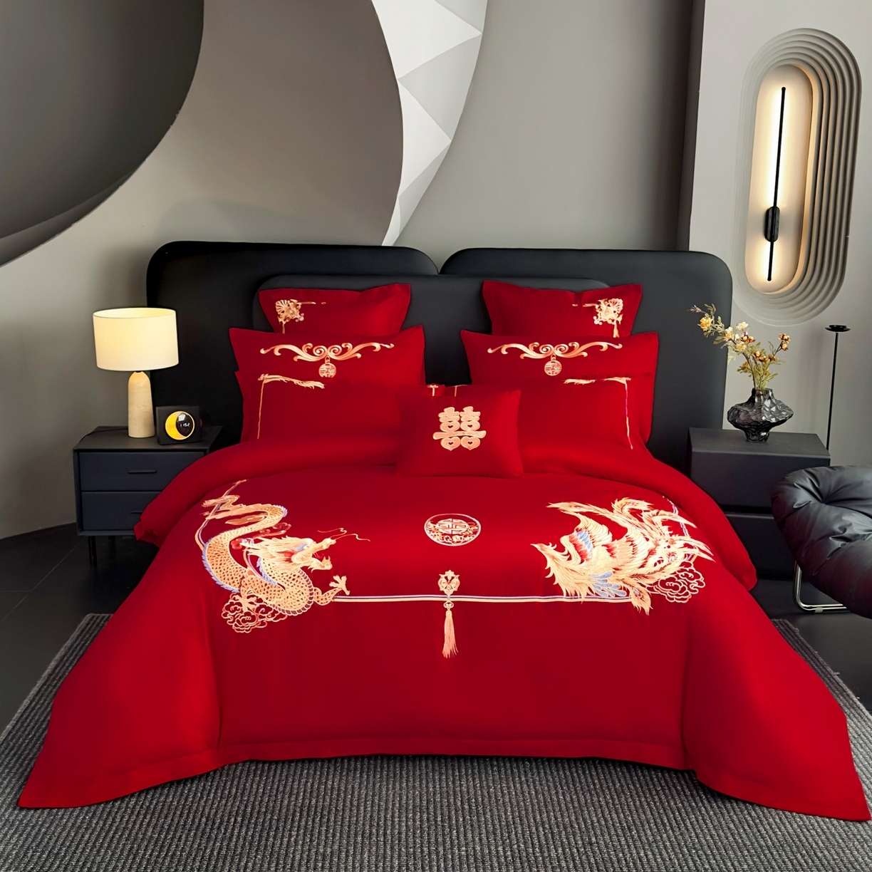 91家纺网 家纺一手货源 找家纺 娇伊诗婚庆   新款刺绣工艺全棉婚庆四件套系列