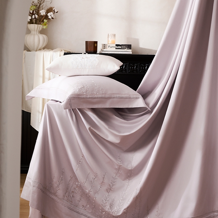 91家纺网 家纺一手货源 找家纺 （总）诗黛尔 2025秋冬新款长绒棉绣花漫枝系列四件套