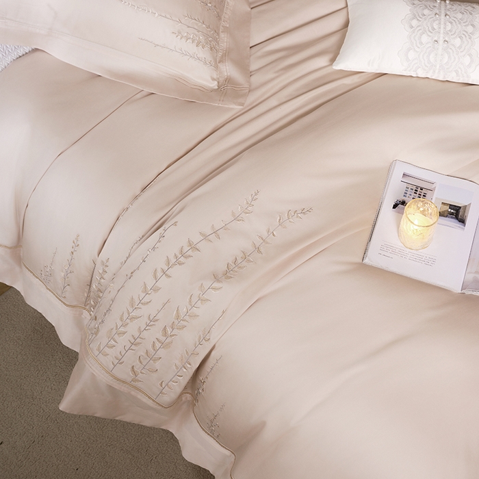 91家纺网 家纺一手货源 找家纺 诗黛尔 2025秋冬新款长绒棉绣花漫枝系列四件套 漫枝-科舍玉