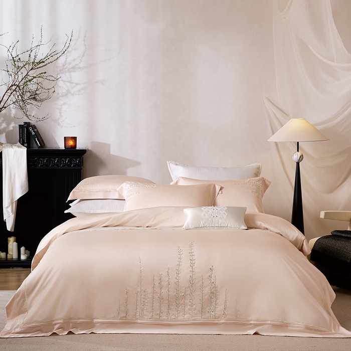 91家纺网 家纺一手货源 找家纺 诗黛尔 2025秋冬新款长绒棉绣花漫枝系列四件套 漫枝-科舍玉