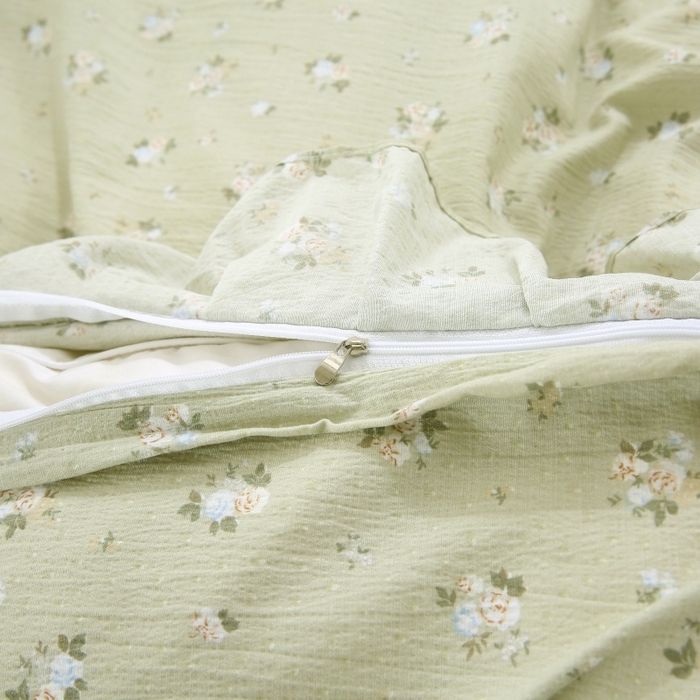 91家纺网 家纺一手货源 找家纺 曲之慕 2026新款韩版双层纱蕾丝花边床裙款四件套 落日暮年-绿