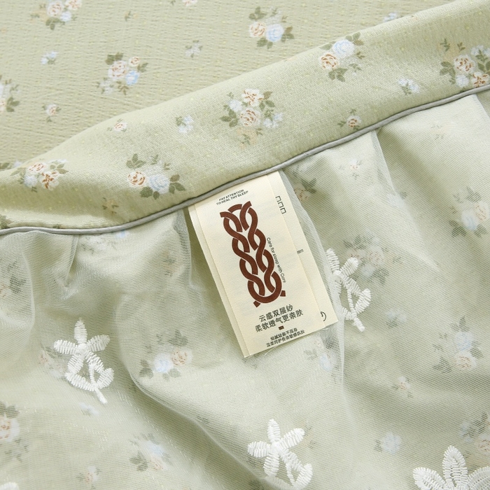 91家纺网 家纺一手货源 找家纺 曲之慕 2026新款韩版双层纱蕾丝花边床裙款四件套 落日暮年-绿