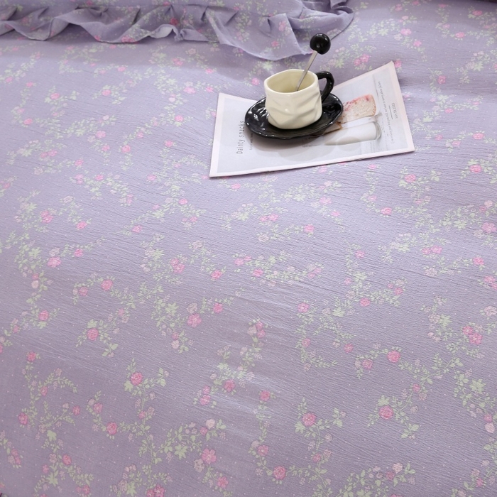 91家纺网 家纺一手货源 找家纺 曲之慕 2026新款韩版双层纱蕾丝花边床裙款四件套 倾心紫