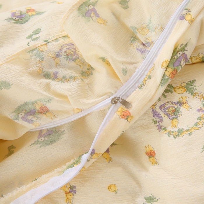 91家纺网 家纺一手货源 找家纺 曲之慕 2026新款韩版双层纱蕾丝花边床裙款四件套 兔子欢喜