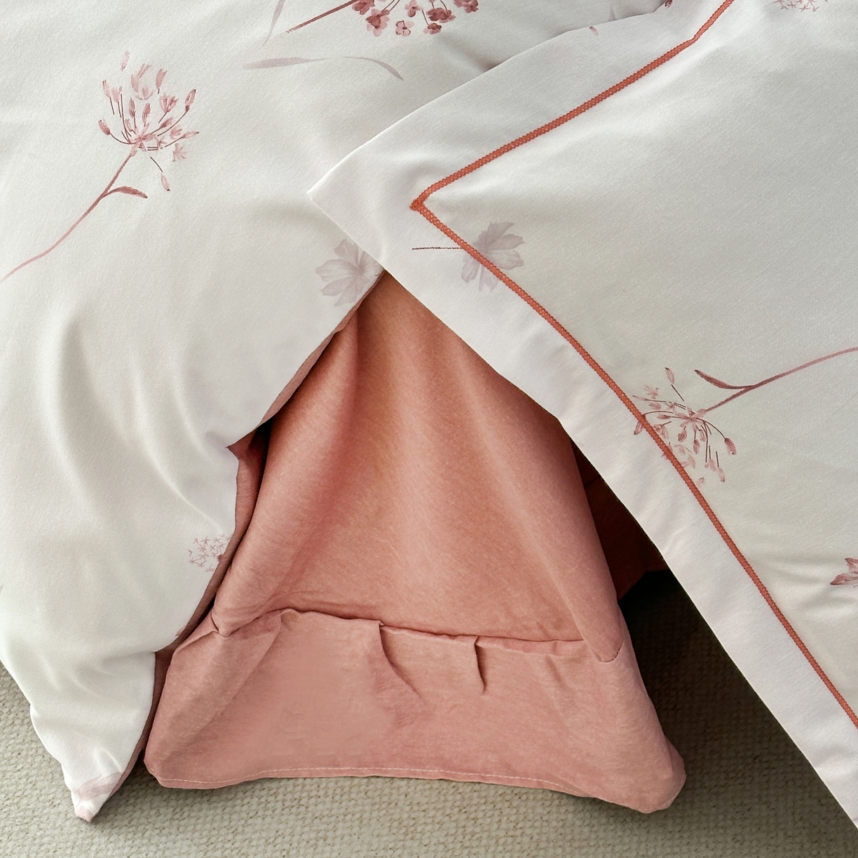 91家纺网 家纺一手货源 找家纺 幸嘉轩 2025新款全棉纯棉喷气加厚磨毛四件套-系列五墨鱼花茶