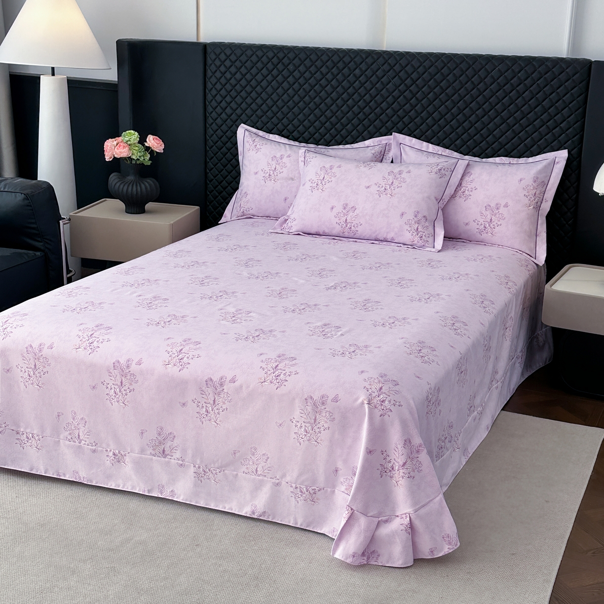 91家纺网 家纺一手货源 找家纺 幸嘉轩 2025新款全棉纯棉喷气加厚磨毛四件套-系列五兰花情