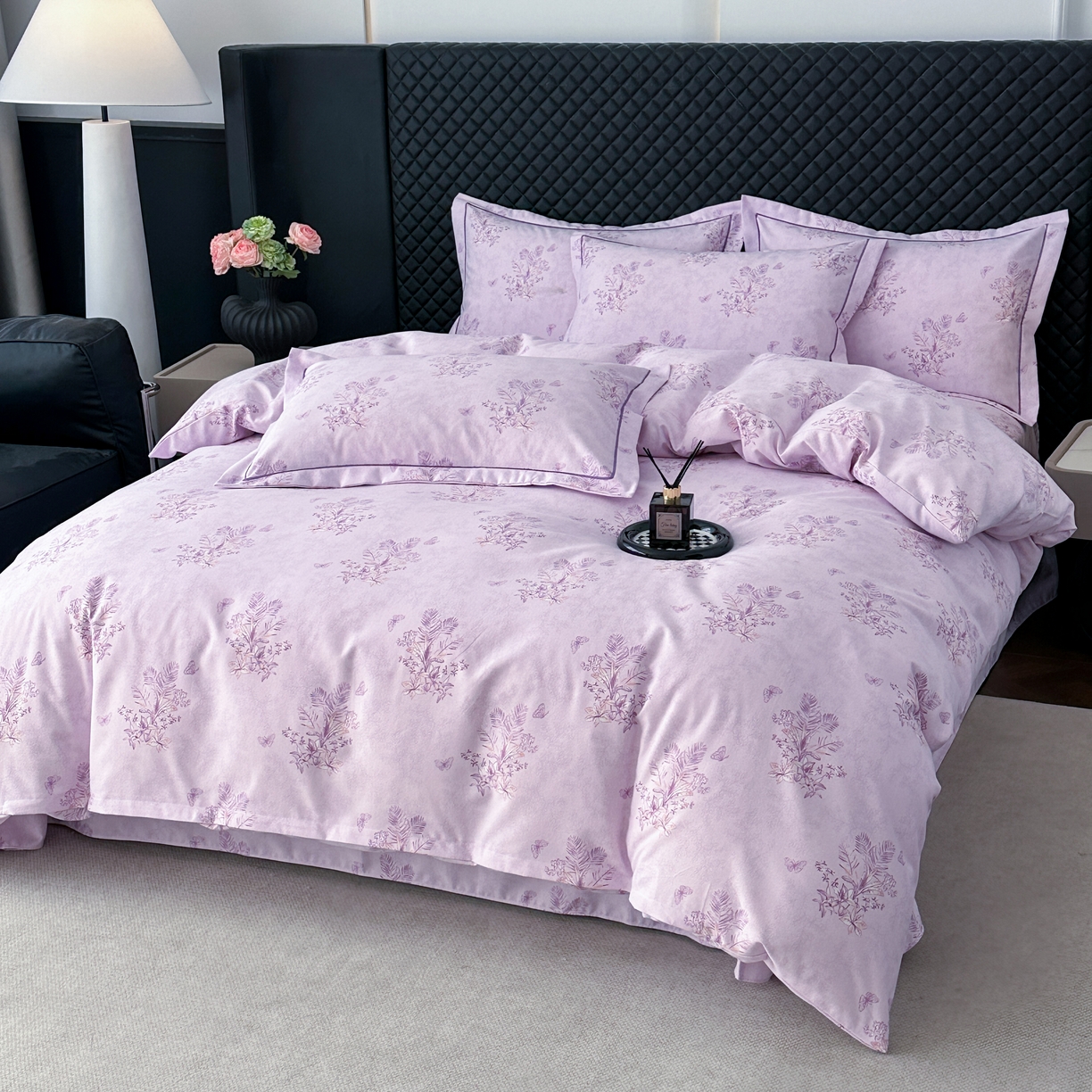 91家纺网 家纺一手货源 找家纺 幸嘉轩 2025新款全棉纯棉喷气加厚磨毛四件套-系列五兰花情