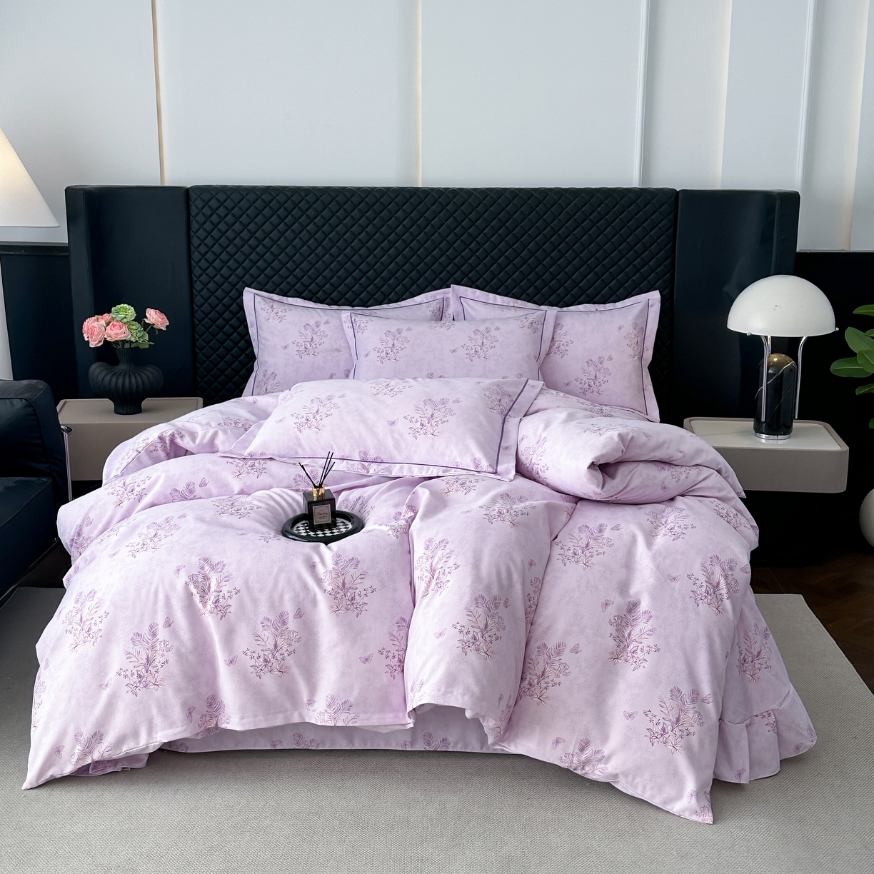 91家纺网 家纺一手货源 找家纺 幸嘉轩 2025新款全棉纯棉喷气加厚磨毛四件套-系列五兰花情