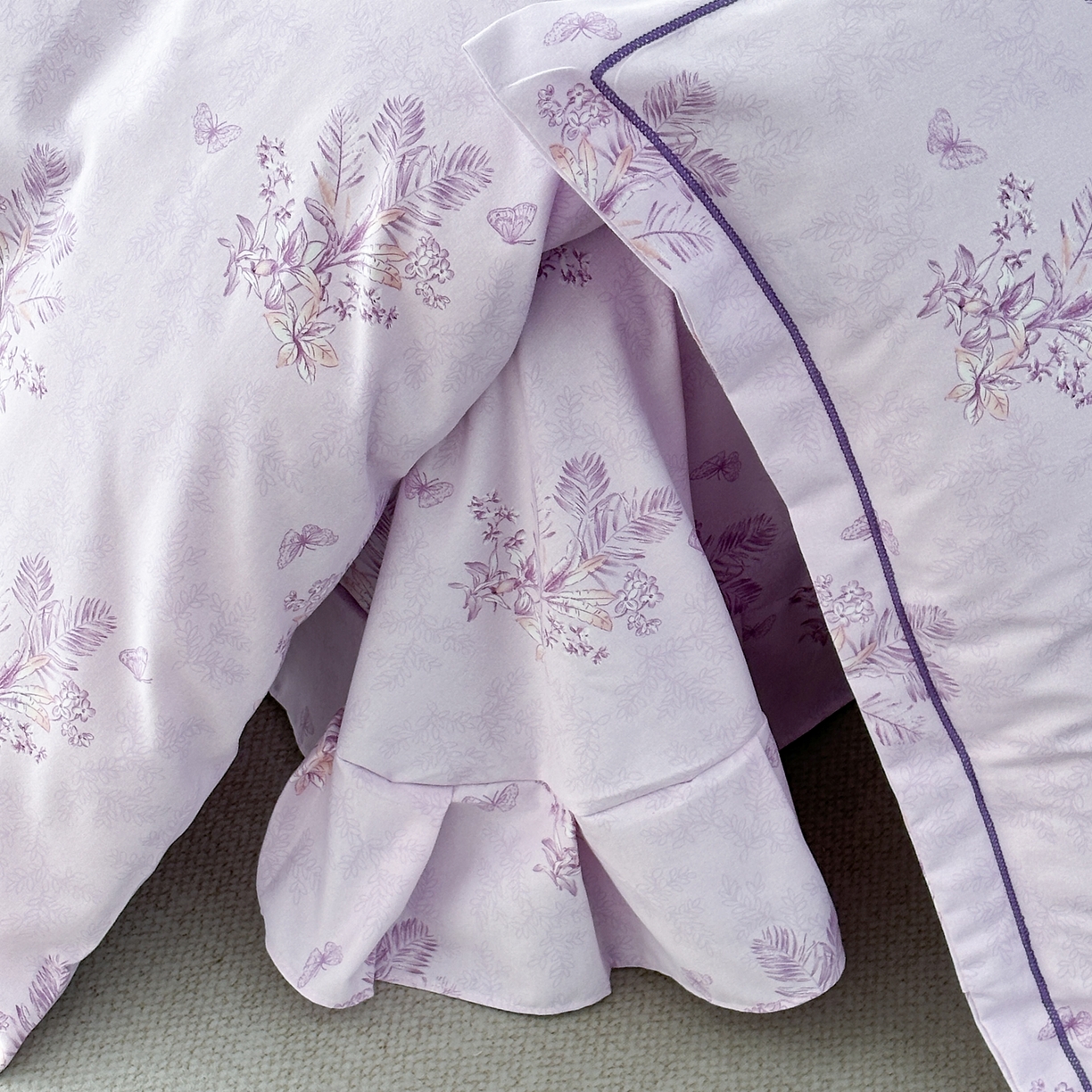 91家纺网 家纺一手货源 找家纺 幸嘉轩 2025新款全棉纯棉喷气加厚磨毛四件套-系列五兰花情