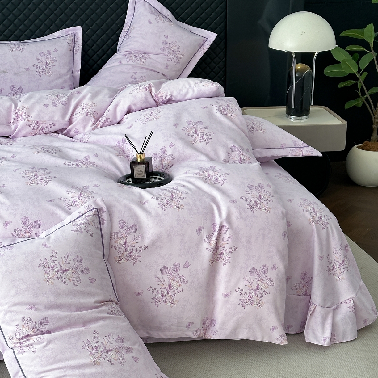 91家纺网 家纺一手货源 找家纺 幸嘉轩 2025新款全棉纯棉喷气加厚磨毛四件套-系列五兰花情