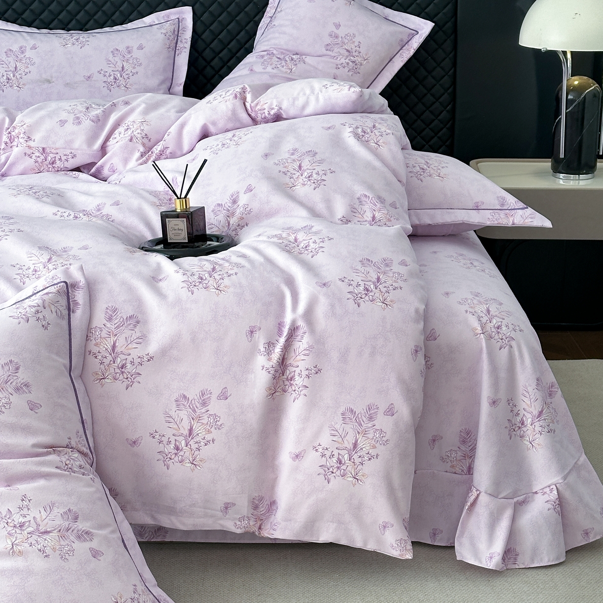 91家纺网 家纺一手货源 找家纺 幸嘉轩 2025新款全棉纯棉喷气加厚磨毛四件套-系列五兰花情