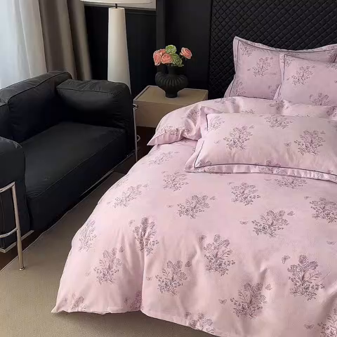 91家纺网 家纺一手货源 找家纺 幸嘉轩 2025新款全棉纯棉喷气加厚磨毛四件套-系列五兰花情