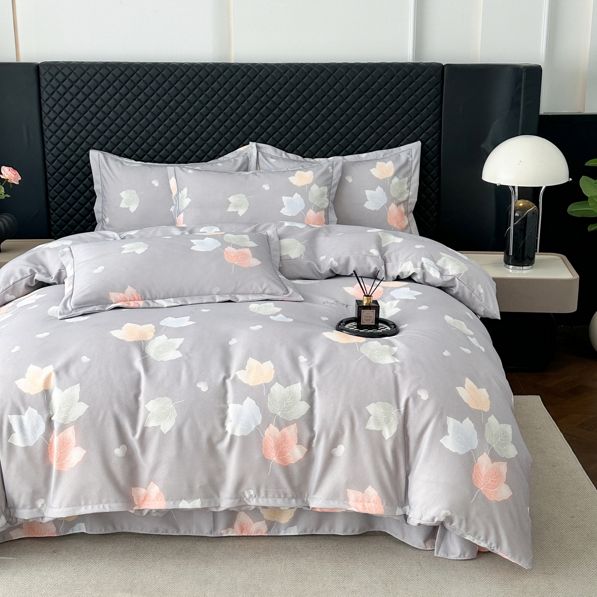 91家纺网 家纺一手货源 找家纺 幸嘉轩 2025新款全棉纯棉喷气加厚磨毛四件套-系列五茱丽叶灰