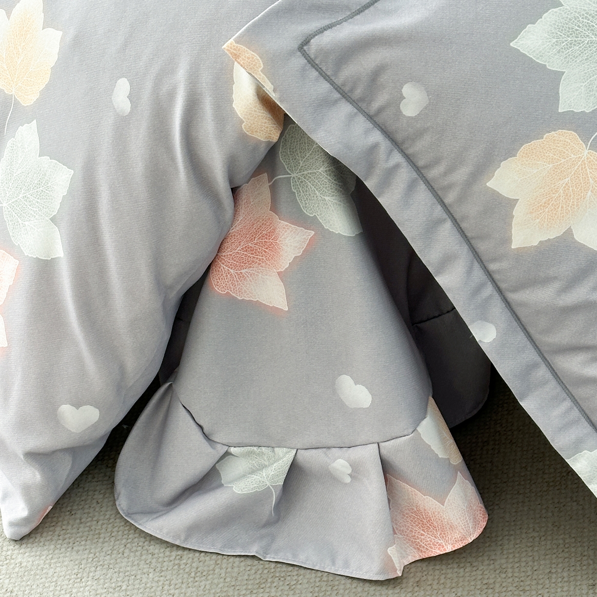 91家纺网 家纺一手货源 找家纺 幸嘉轩 2025新款全棉纯棉喷气加厚磨毛四件套-系列五茱丽叶灰