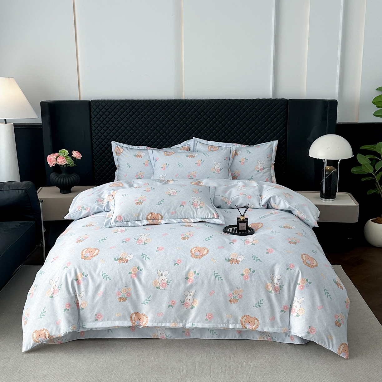 幸嘉轩 2025新款全棉纯棉喷气加厚磨毛四件套-系列五萌兔乐园