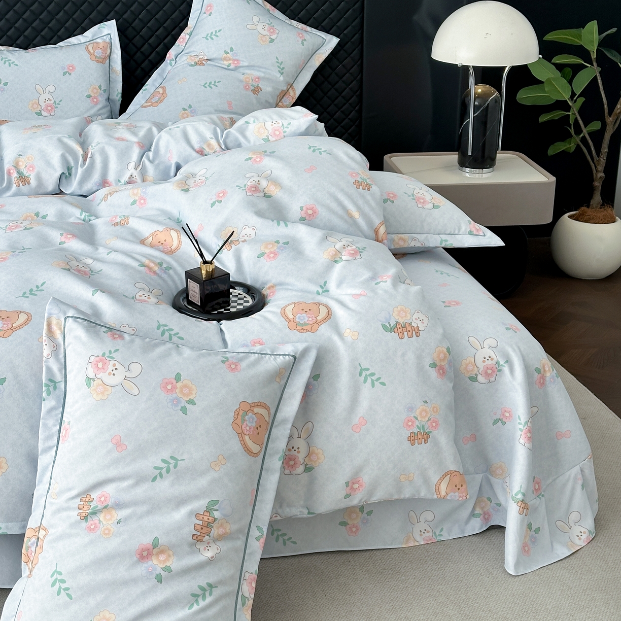 91家纺网 家纺一手货源 找家纺 幸嘉轩 2025新款全棉纯棉喷气加厚磨毛四件套-系列五萌兔乐园