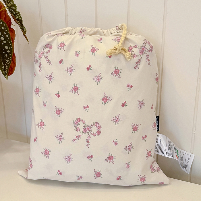 91家纺网 家纺一手货源 找家纺 竹合家纺 2026新款春款A类古法水洗仿棉云感棉小布袋四件套蝴蝶结花环