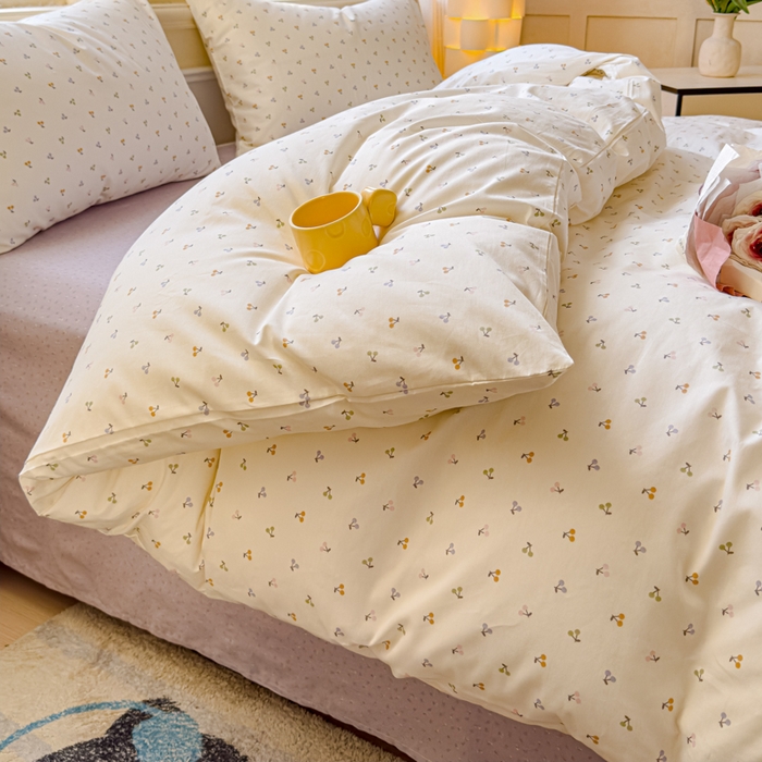 91家纺网 家纺一手货源 找家纺 感遇家纺 2026新款全棉纯棉印花13372四件套 缤纷樱桃