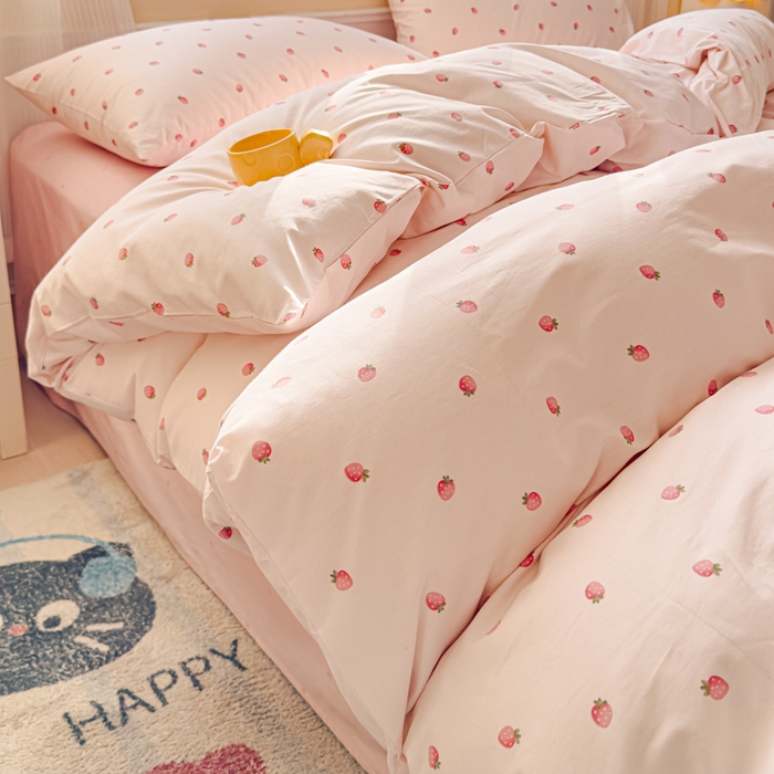 感遇家纺 2026新款全棉纯棉印花13372四件套 草莓小园