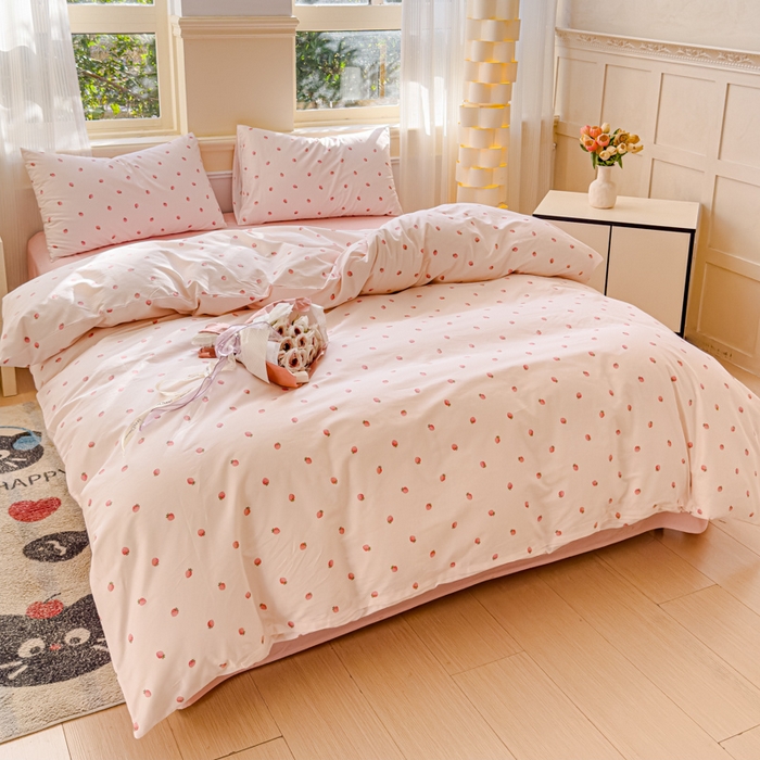 91家纺网 家纺一手货源 找家纺 感遇家纺 2026新款全棉纯棉印花13372四件套 草莓小园