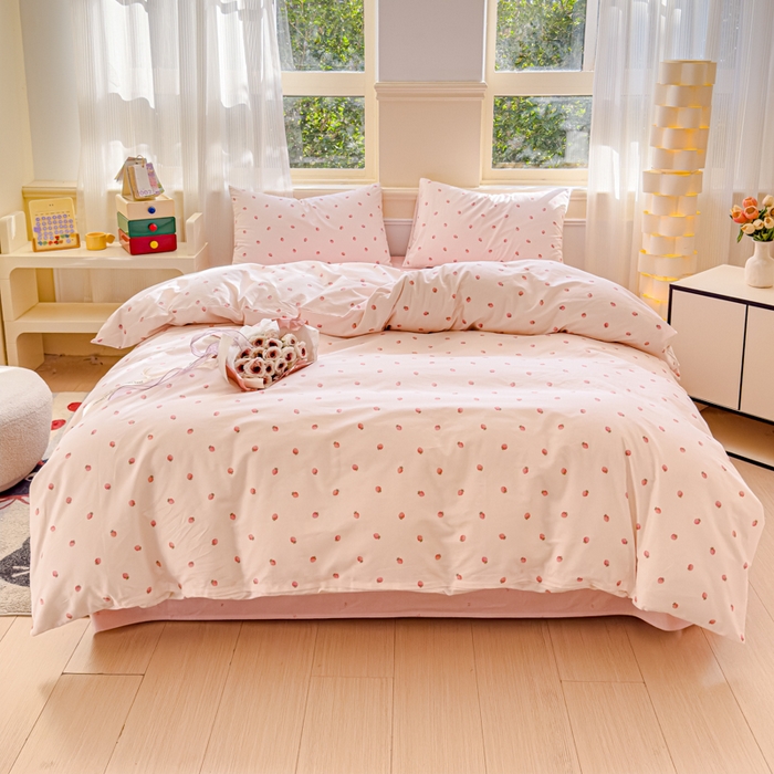 91家纺网 家纺一手货源 找家纺 感遇家纺 2026新款全棉纯棉印花13372四件套 草莓小园